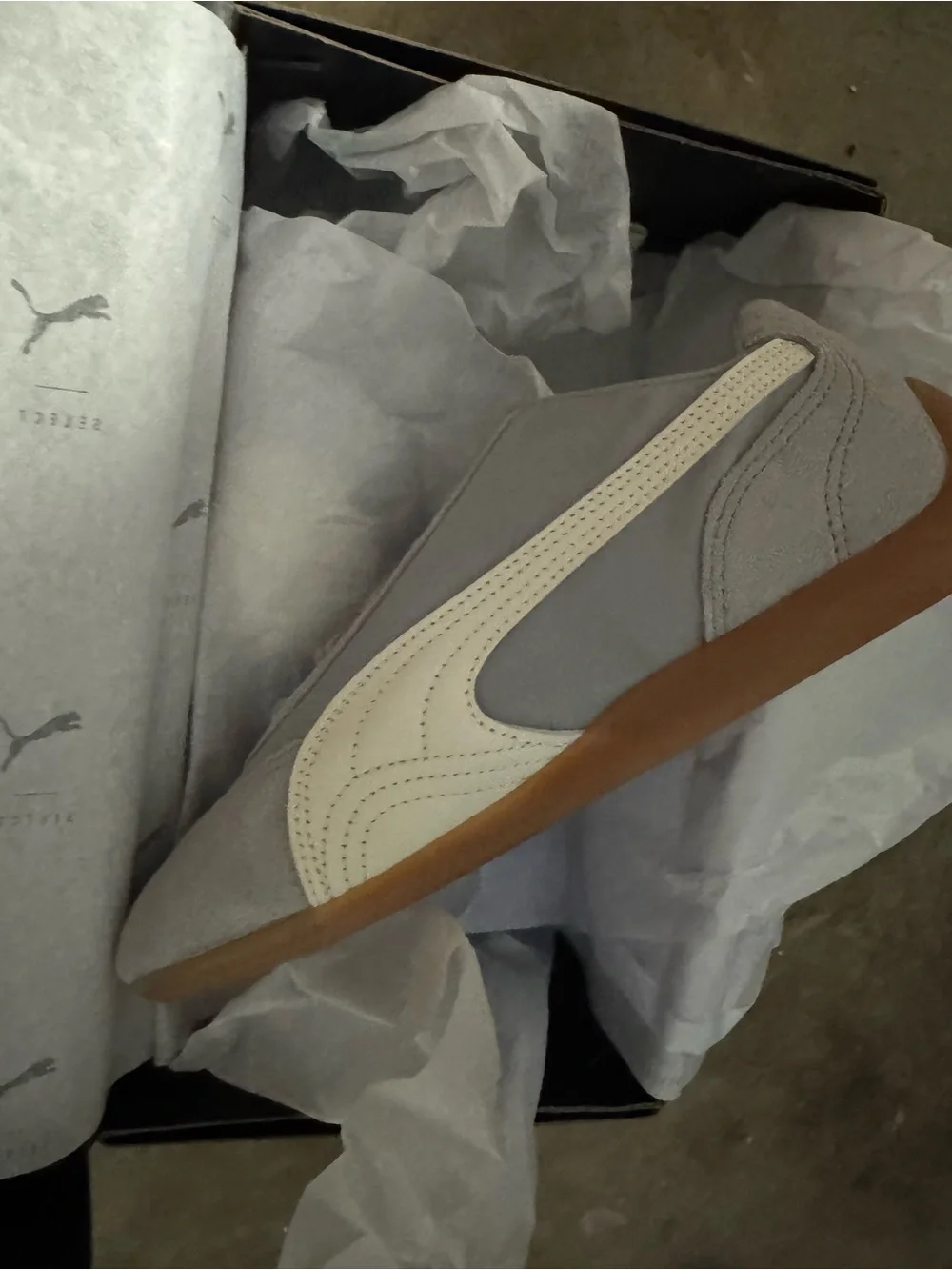 Puma Grey Suede & Cream Suede-Accent Sneakers - Picture 3 of 8